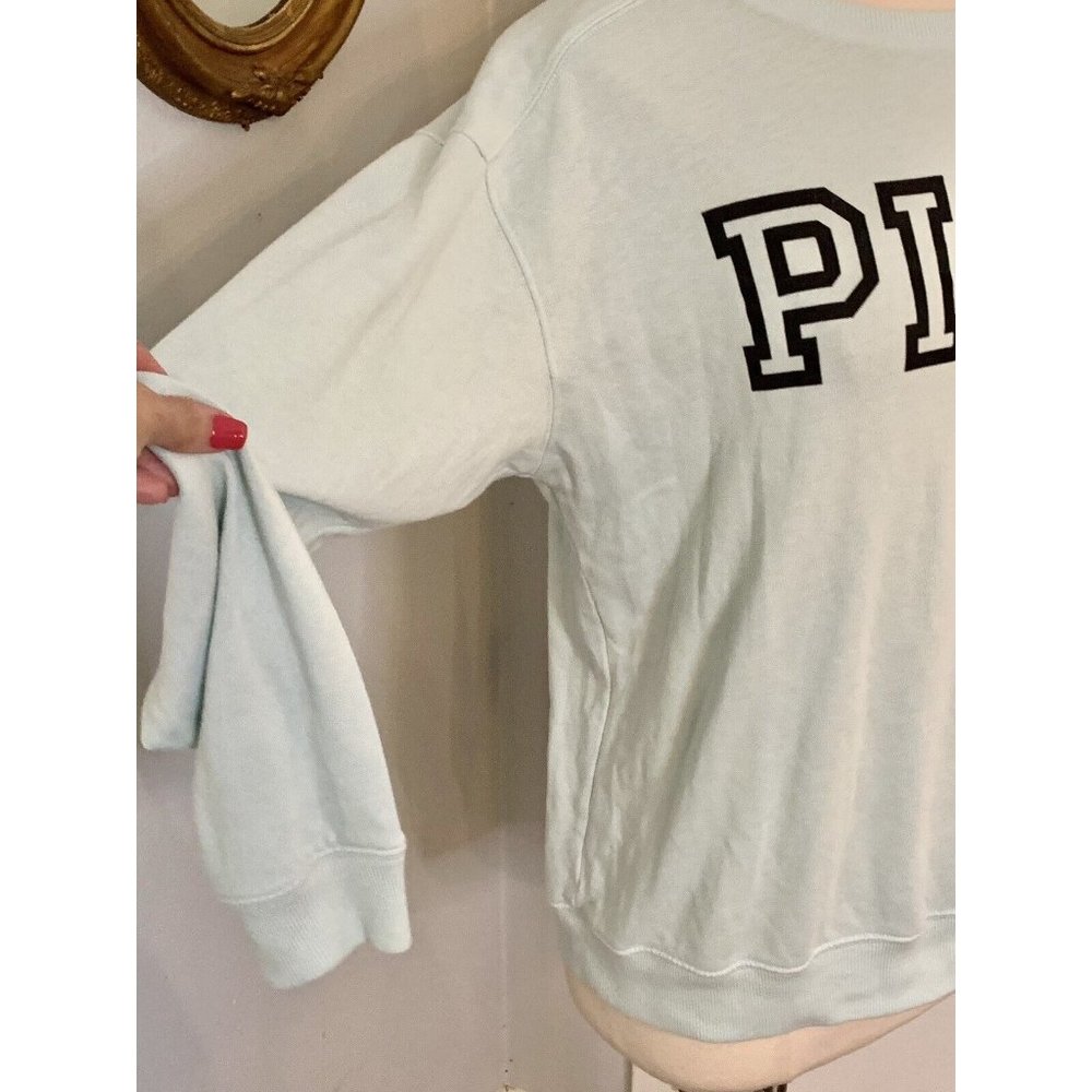 Victoria’s Secret Pastel Blue Pink PullOver Sweatshirt S M Spell out Preppy - Picture 5 of 11